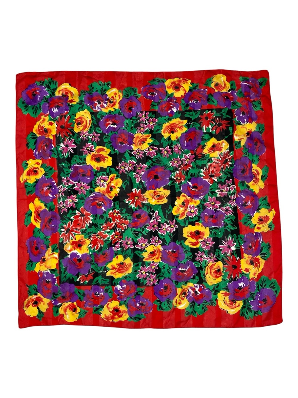 Vintage Colorful Floral Red Purple Yellow Classic Square Scarf 30”X 30”